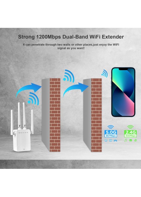 New Wifi extender Signal booster with 360° full coverage of 4 antennas