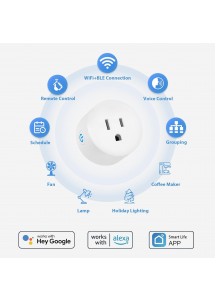 Smart Socket with Remote Control & Timer Function, 2.4GHz WiFi Onl