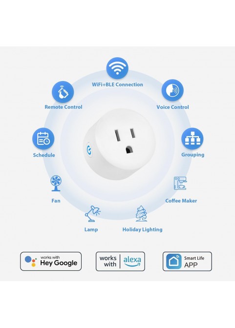 Smart Socket with Remote Control & Timer Function, 2.4GHz WiFi Onl